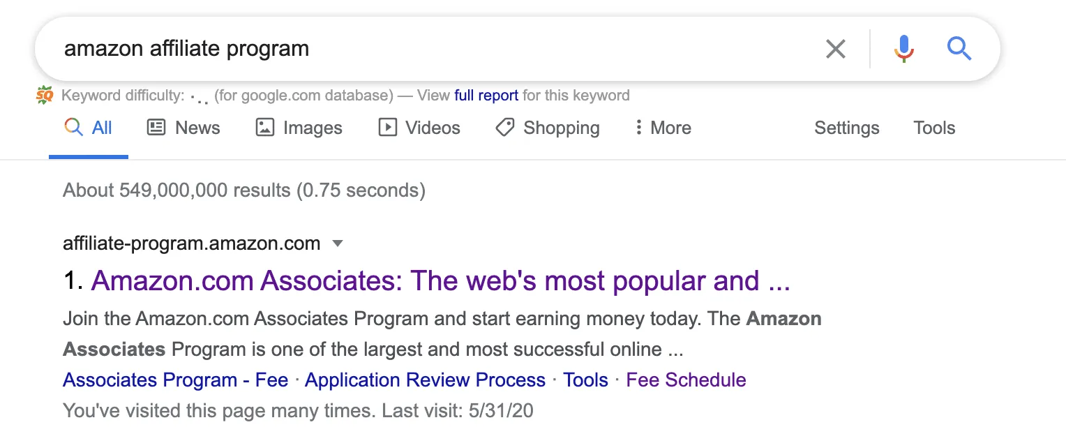 amazon affiliate search