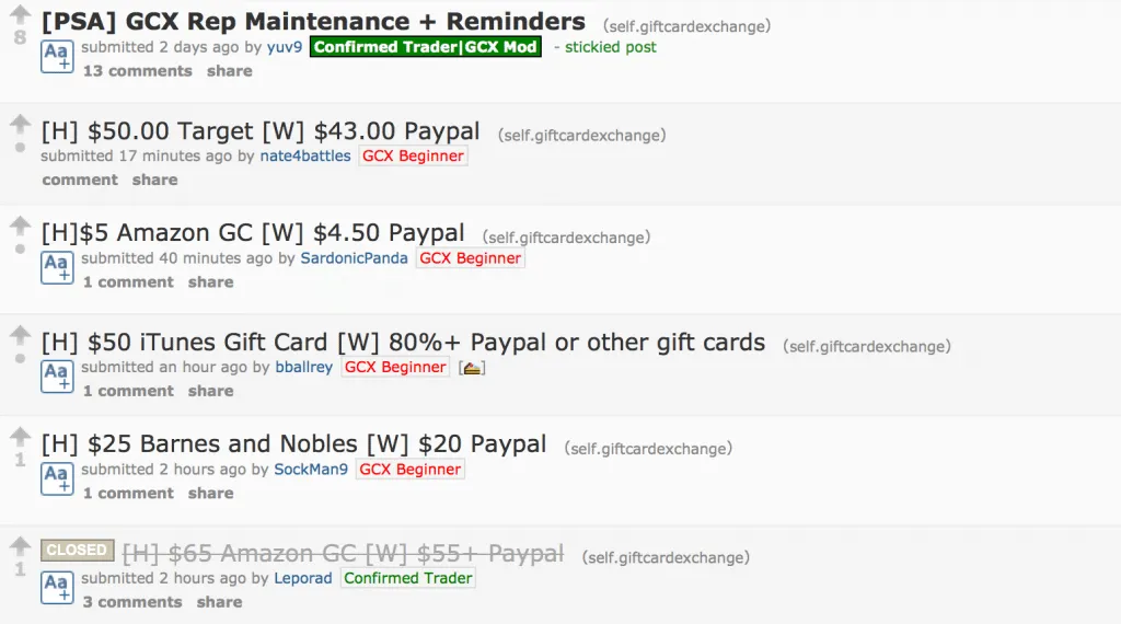 reddit gift card exchange