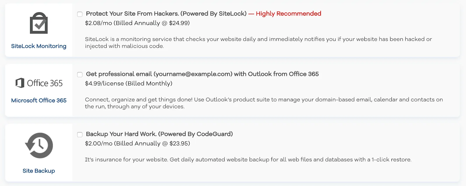 hostgator extra services
