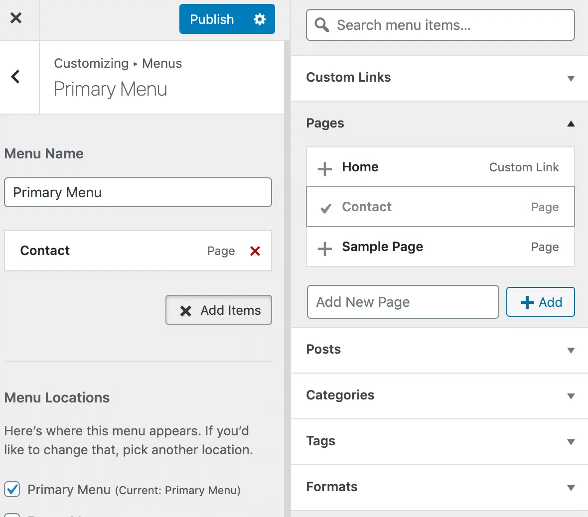 wordpress add menu items
